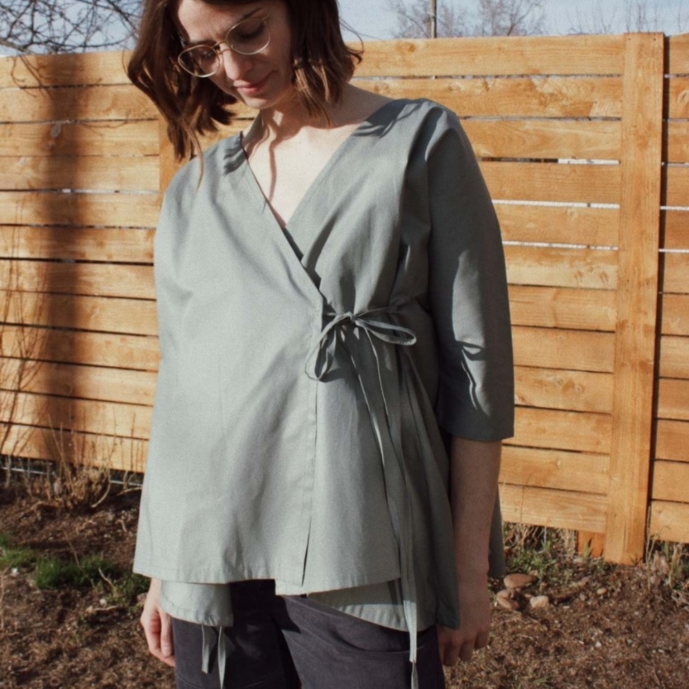 Worker's Nobility Green Nova Wrap Top